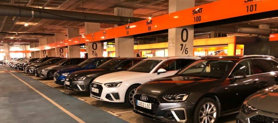 Sixt PCAR cars in parking lots