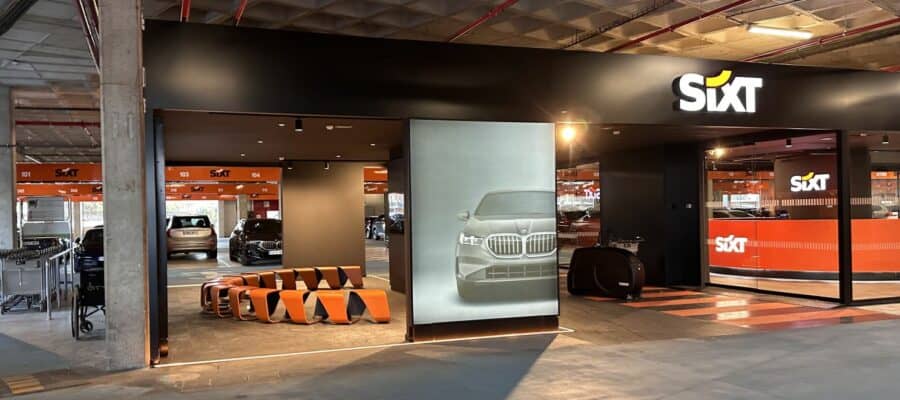Sixt car rental office with parking area and customer lounge